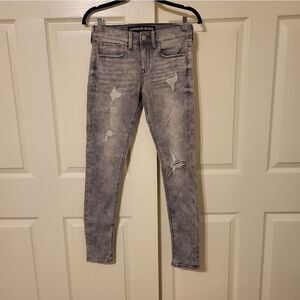 Express Jeans legging mid-rise factory distressed grey wash